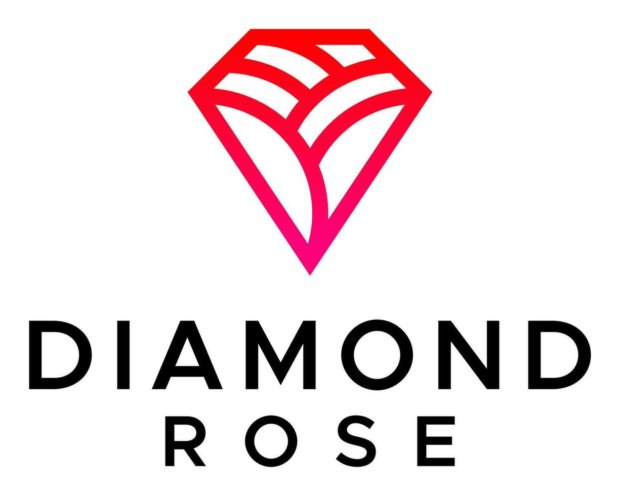 Diamond rose red pink geometric logo design. vector