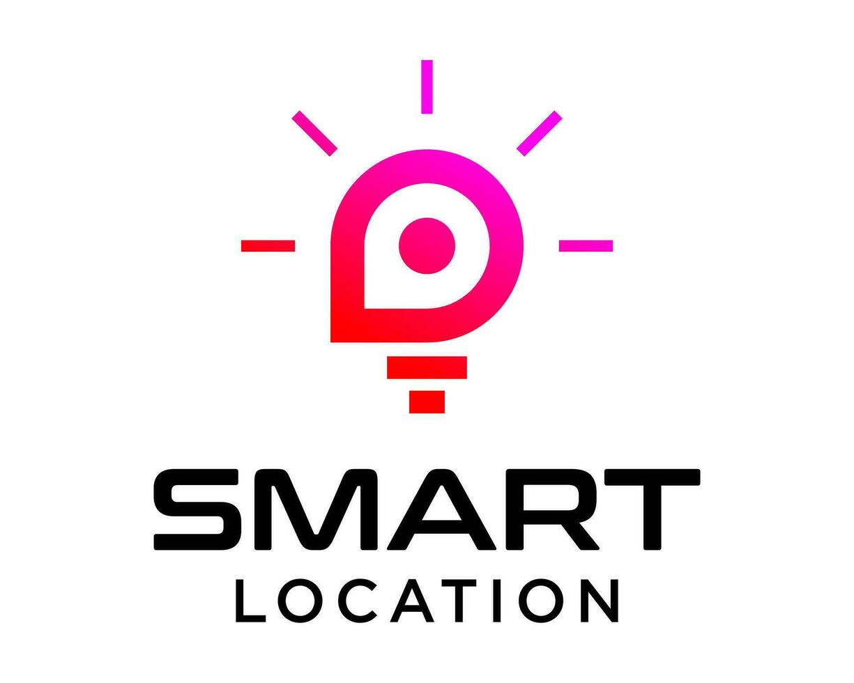 inteligente ligero bulbo símbolo y ubicación logo diseño. vector