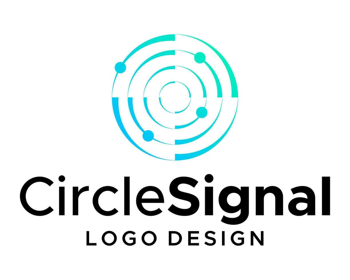 Geometric circle signal technology logo design. vector