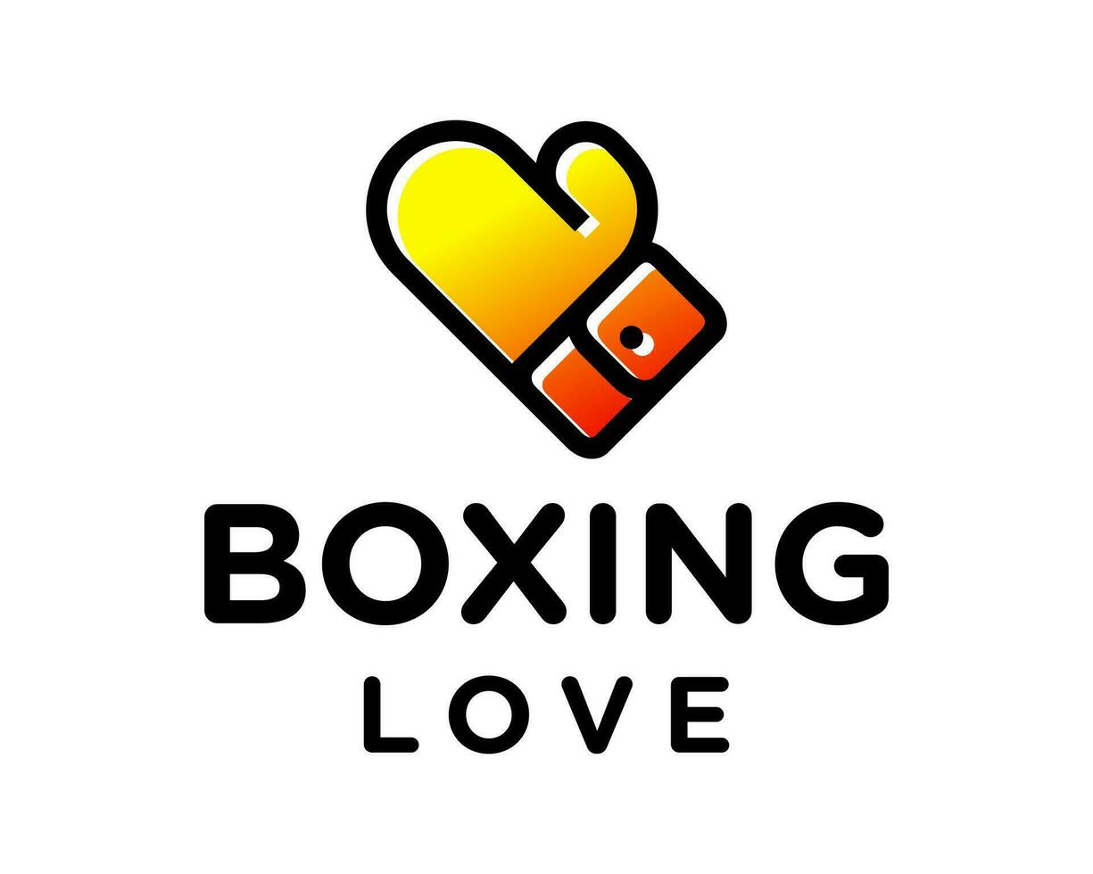 boxeo guantes y amor logo diseño. vector