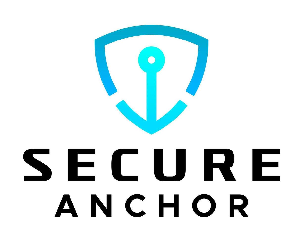 Anchor and shield security logo design. vector