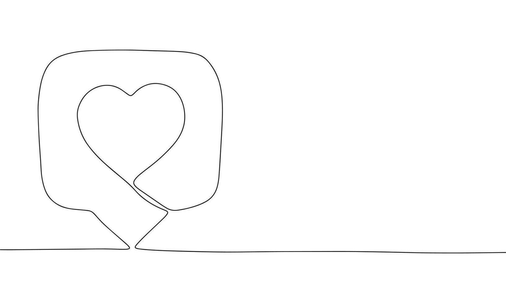 One line continuous heart like symbol. Line art like sign banner concept. Hand drawn, outline vector illustration.