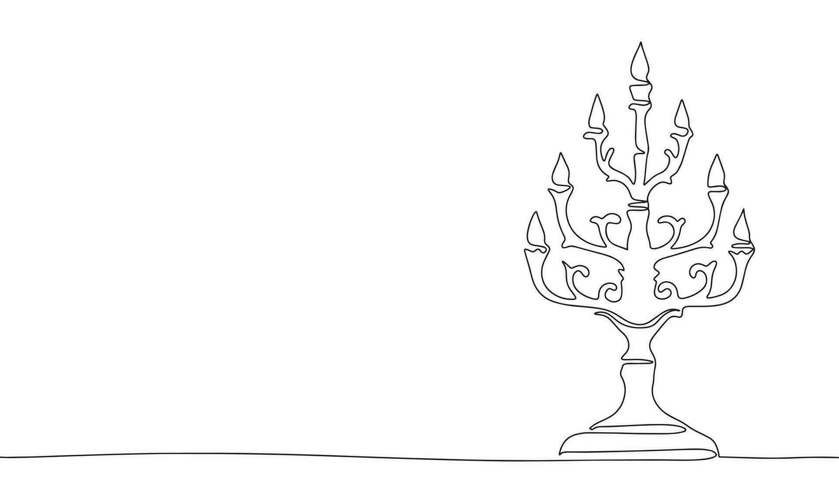 Candlestick one line continuous vector illustraiton. Line art concept candles banner. Outline, silhouette vector illustration.