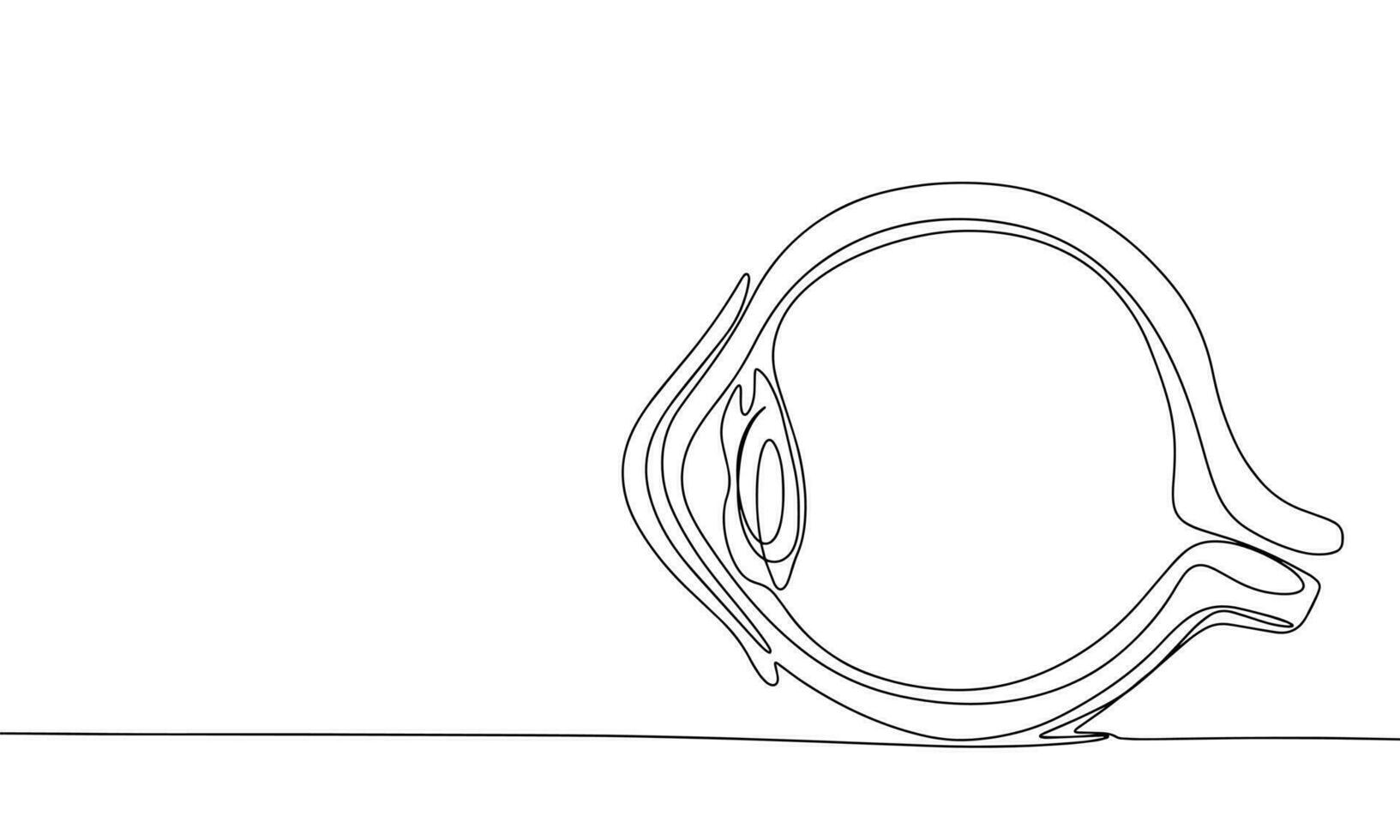 One line continuous eye anatomy. Line art health banner concept. Hand drawn, outline vector illustration.