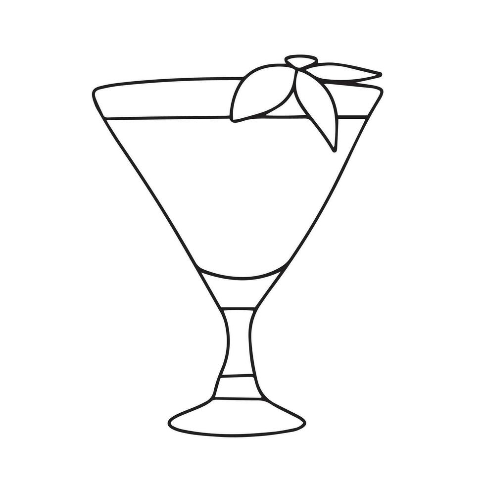 Isolated icon cocktail in doodle style. Hand drawn glass with drinks. Vector illustration.