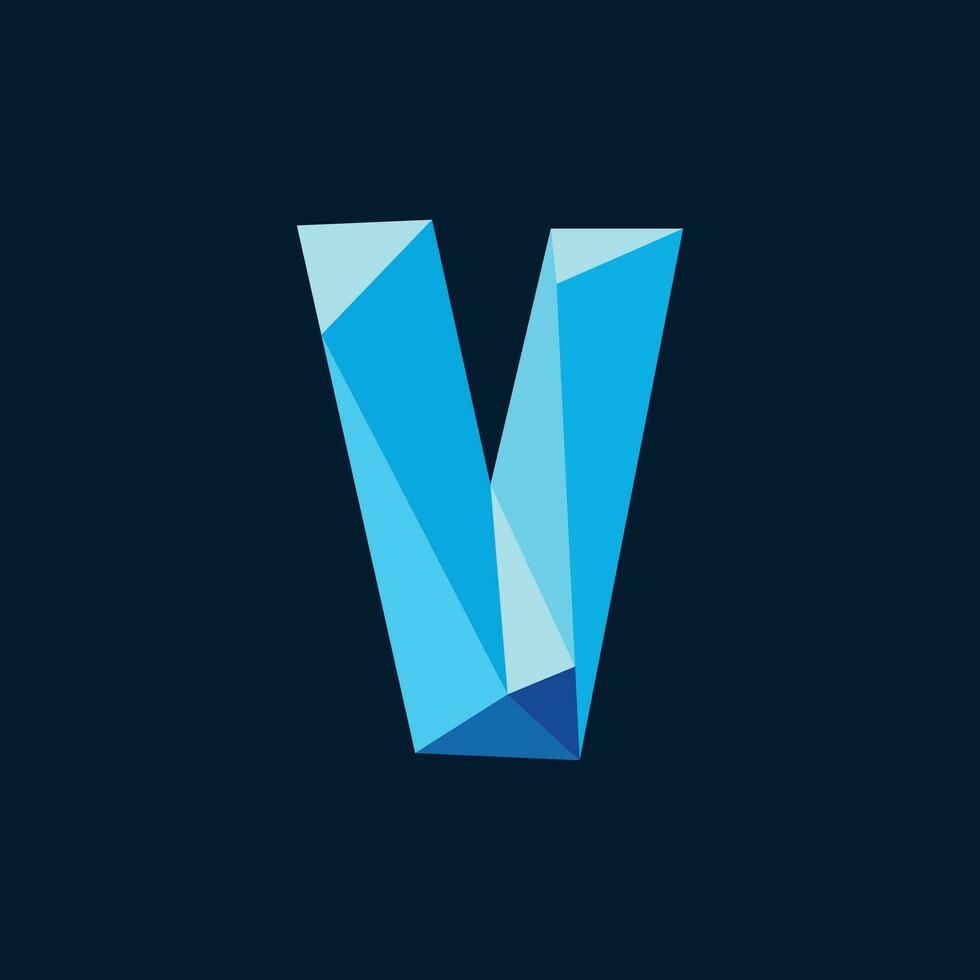 Blue Geometric Letter V vector