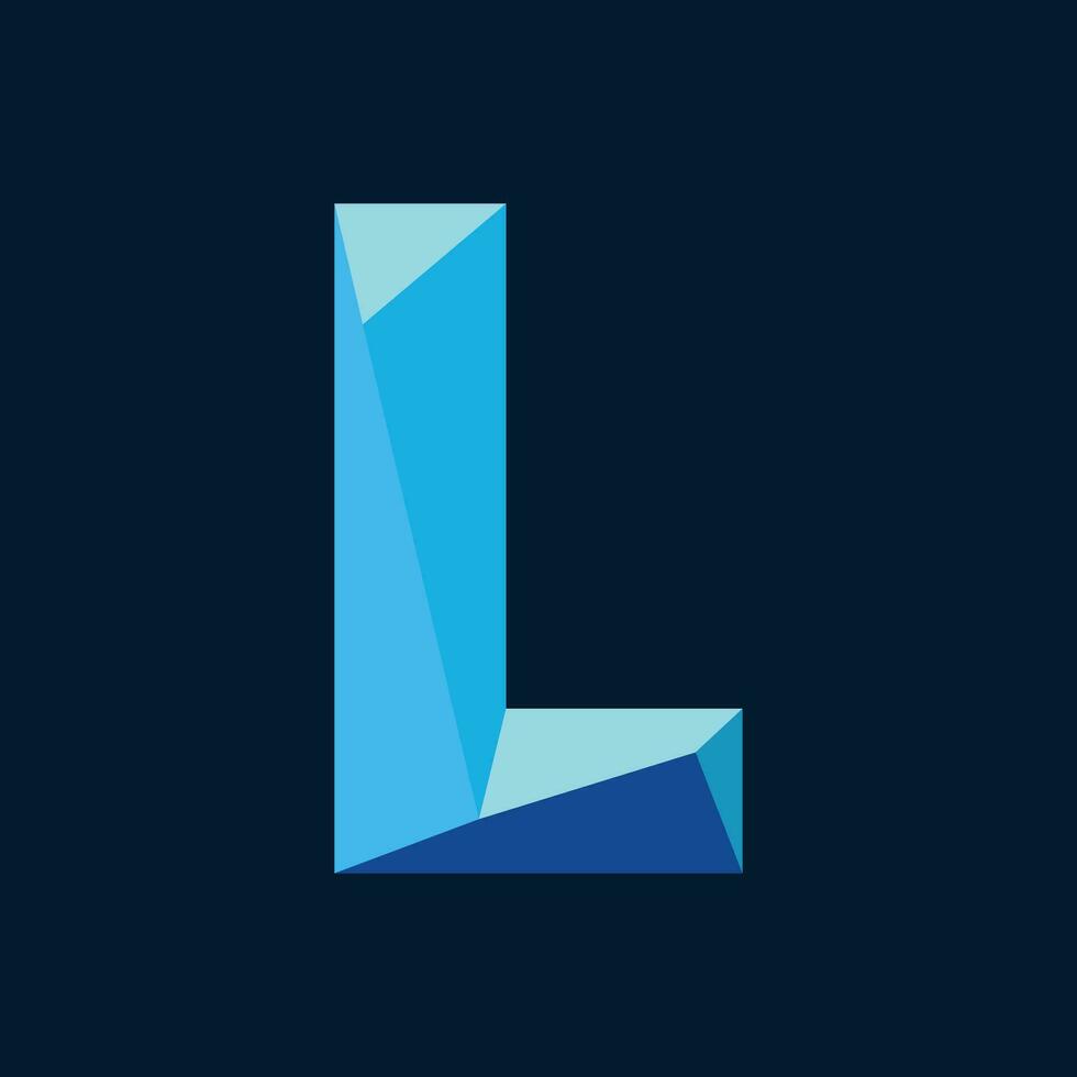 Blue Geometric Letter L vector