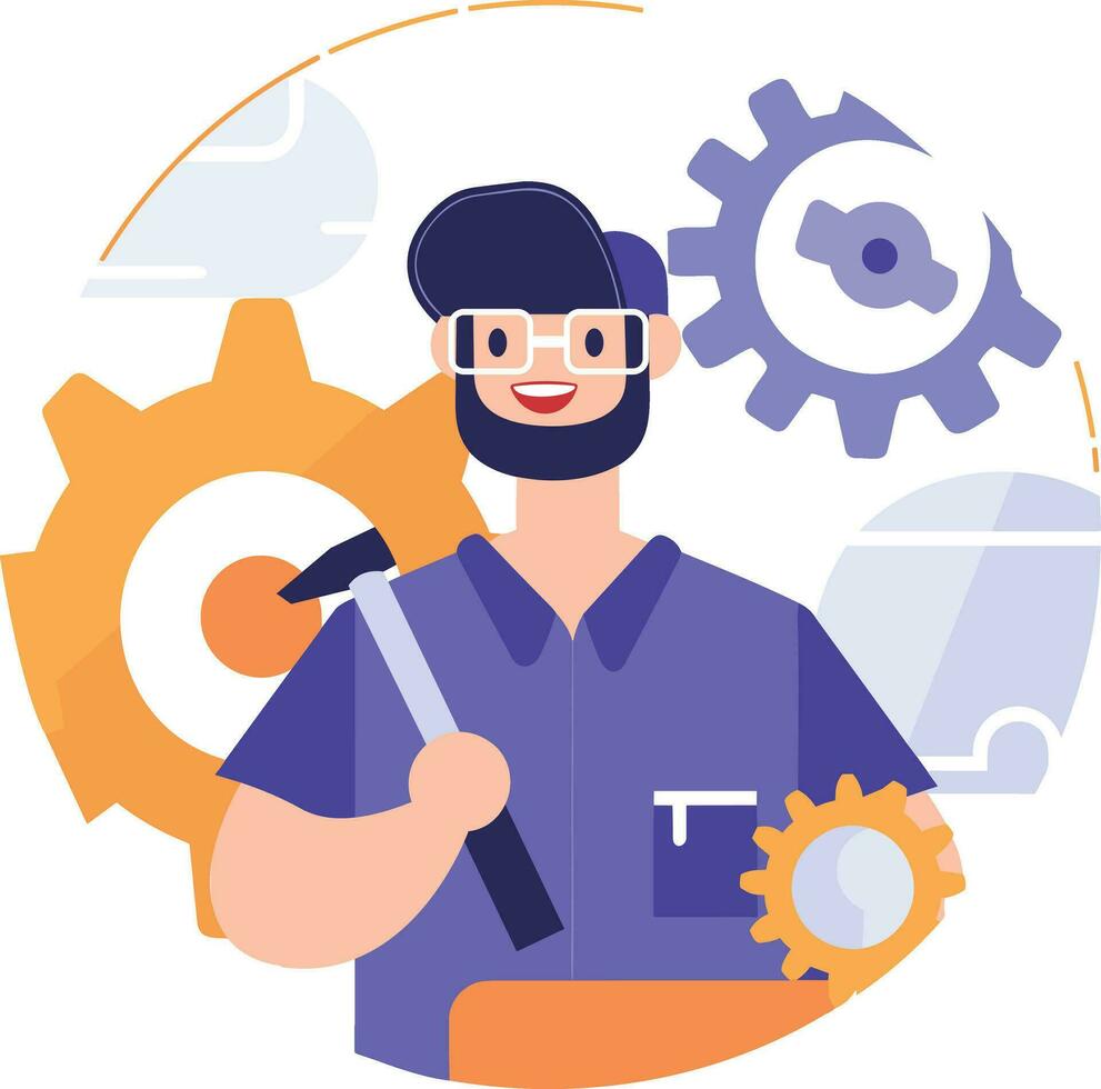 Hand Drawn Engineer or architect in flat style vector