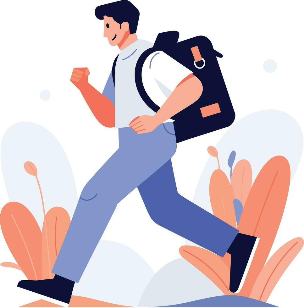 Hand Drawn Tourist is traveling in flat style vector