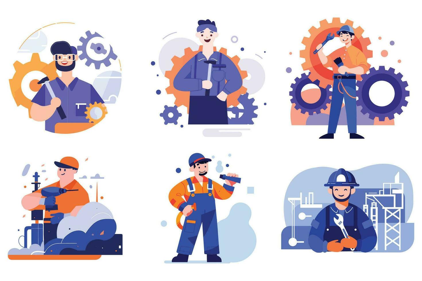Hand Drawn Engineer or architect with house under construction in flat style vector