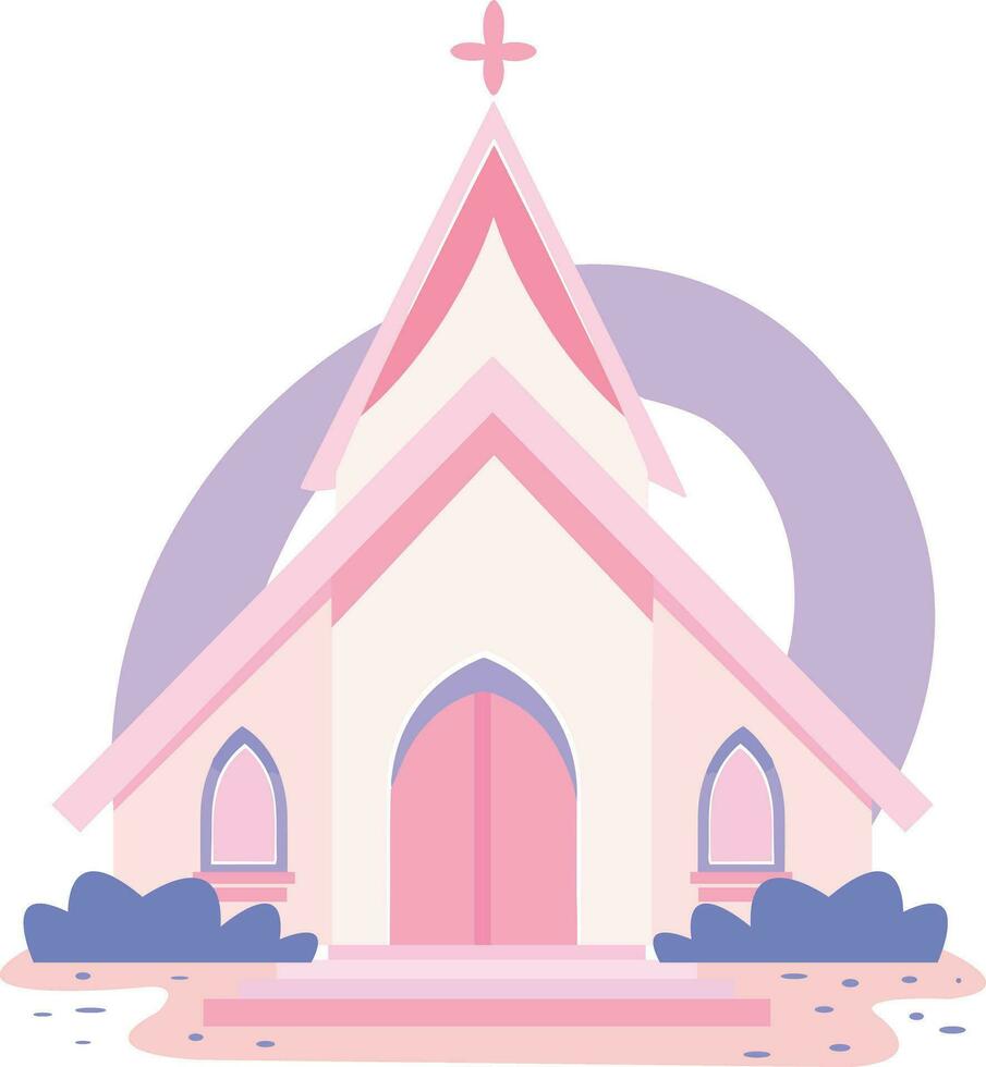 mano dibujado capilla para Boda en plano estilo vector