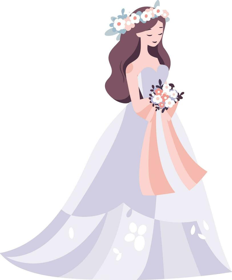 mano dibujado hermosa y elegante Boda vestir en plano estilo vector