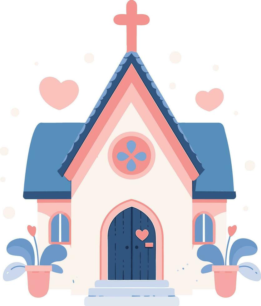 Hand Drawn chapel for wedding in flat style vector