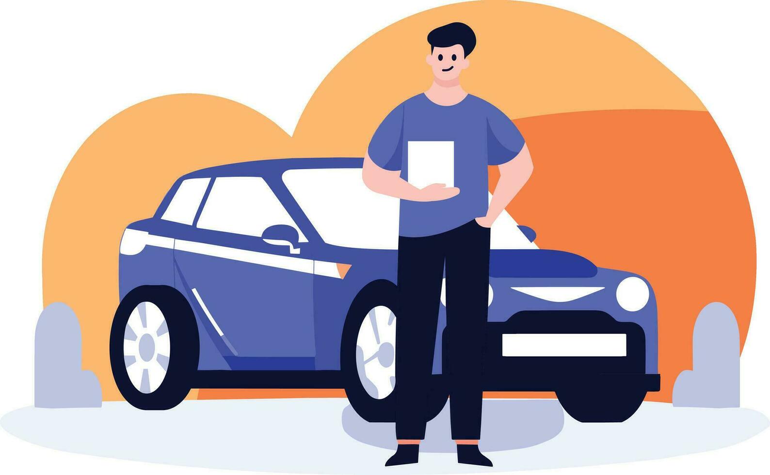 Hand Drawn Car mechanic checking car equipment at the garage in flat style vector