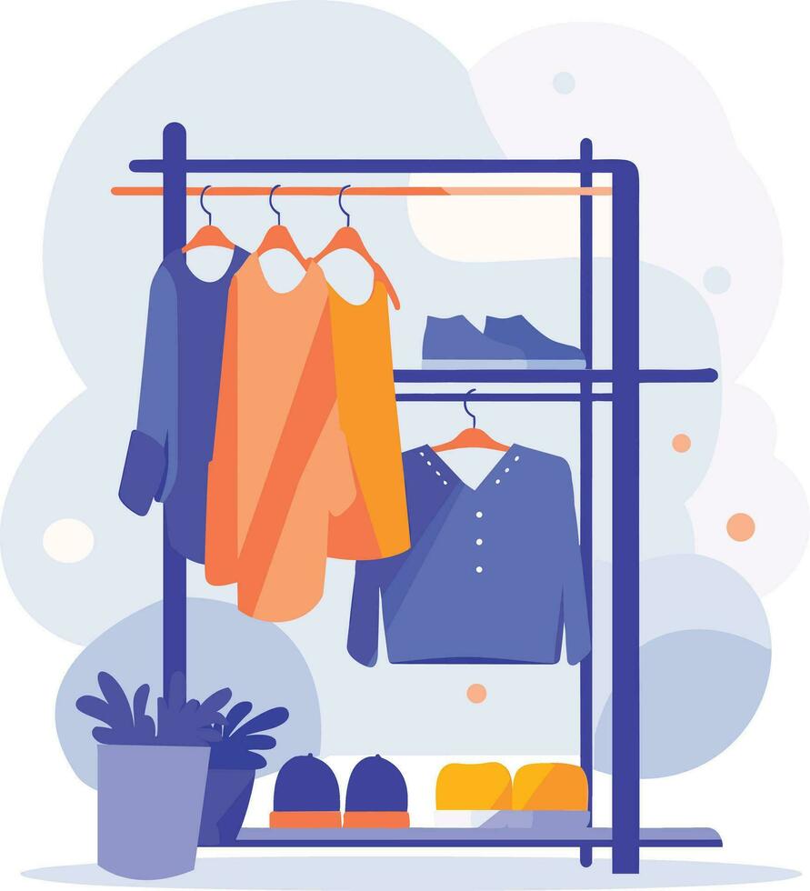 Hand Drawn clothing stores and shops in shopping malls in flat style vector