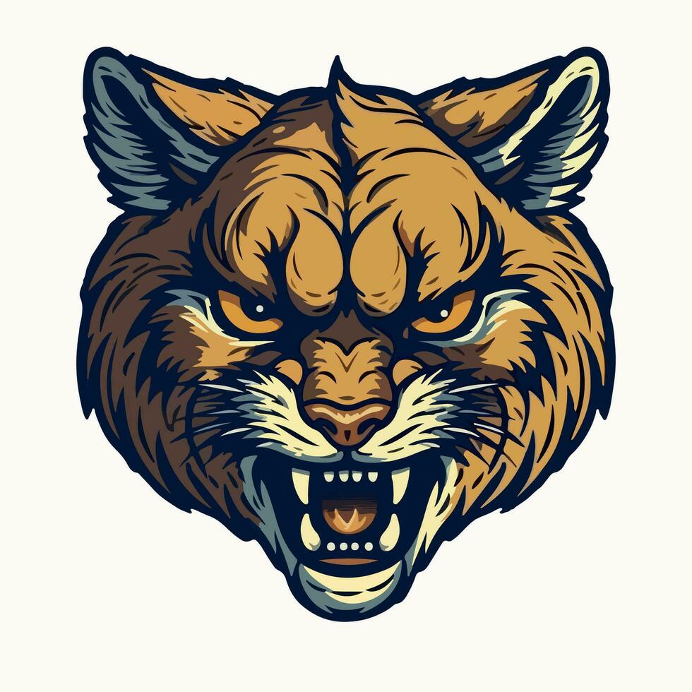 Majestic wildcat mascot logo vector illustration with isolated background