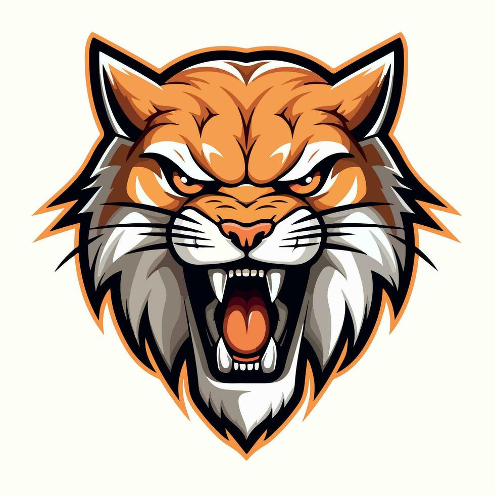 Majestic wildcat mascot logo vector illustration with isolated background
