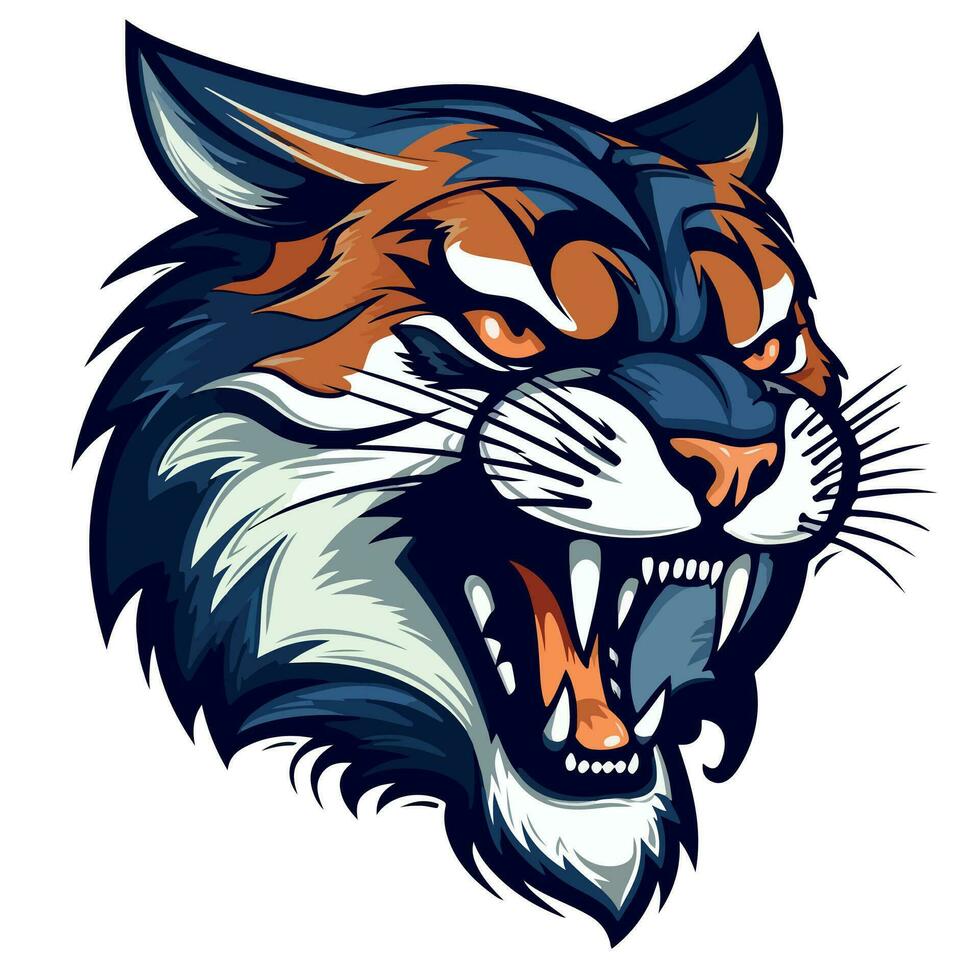 Majestic wildcat mascot logo vector illustration with isolated background