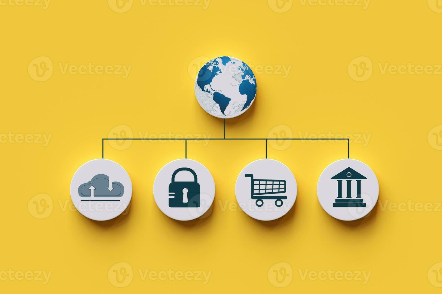 Concept of globally connected technology network for business in the modern era of service, storage online, trading, and financial transactions photo