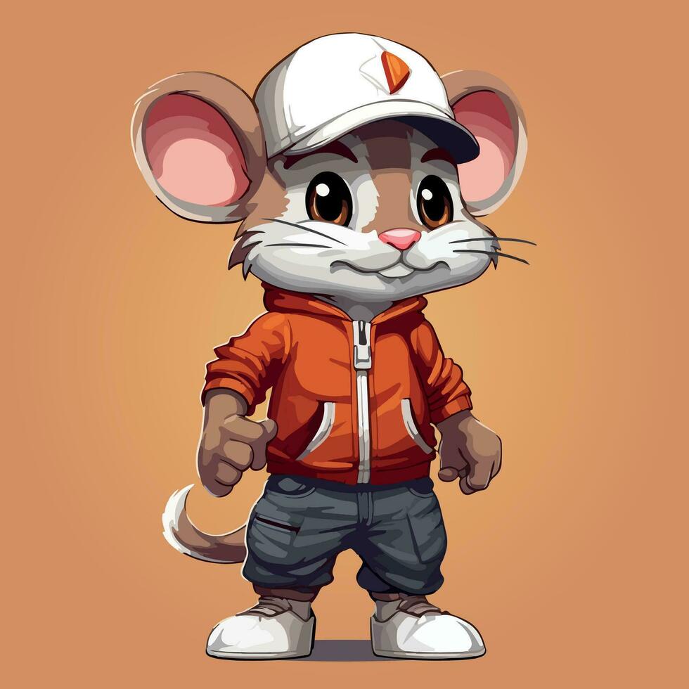 Cute mouse sports mascot logo icon vector illustration with isolated background
