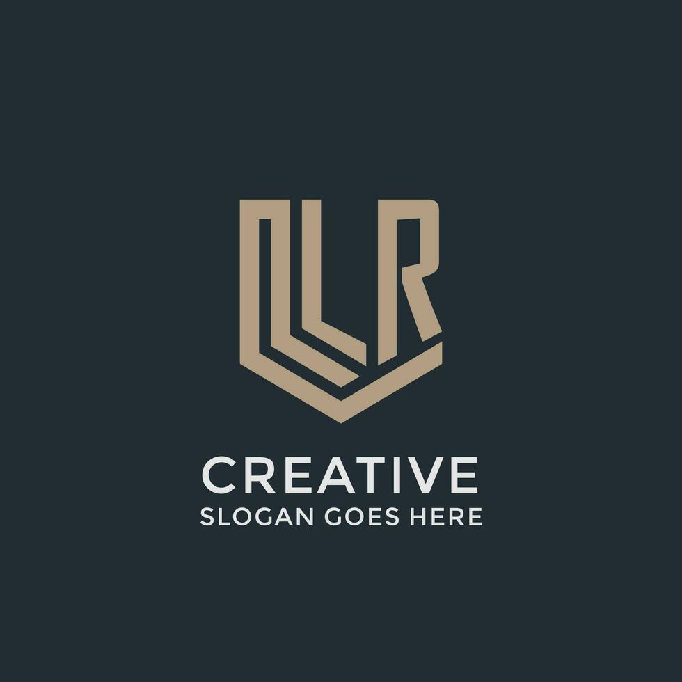 Initial LR logo shield guard shapes logo idea vector