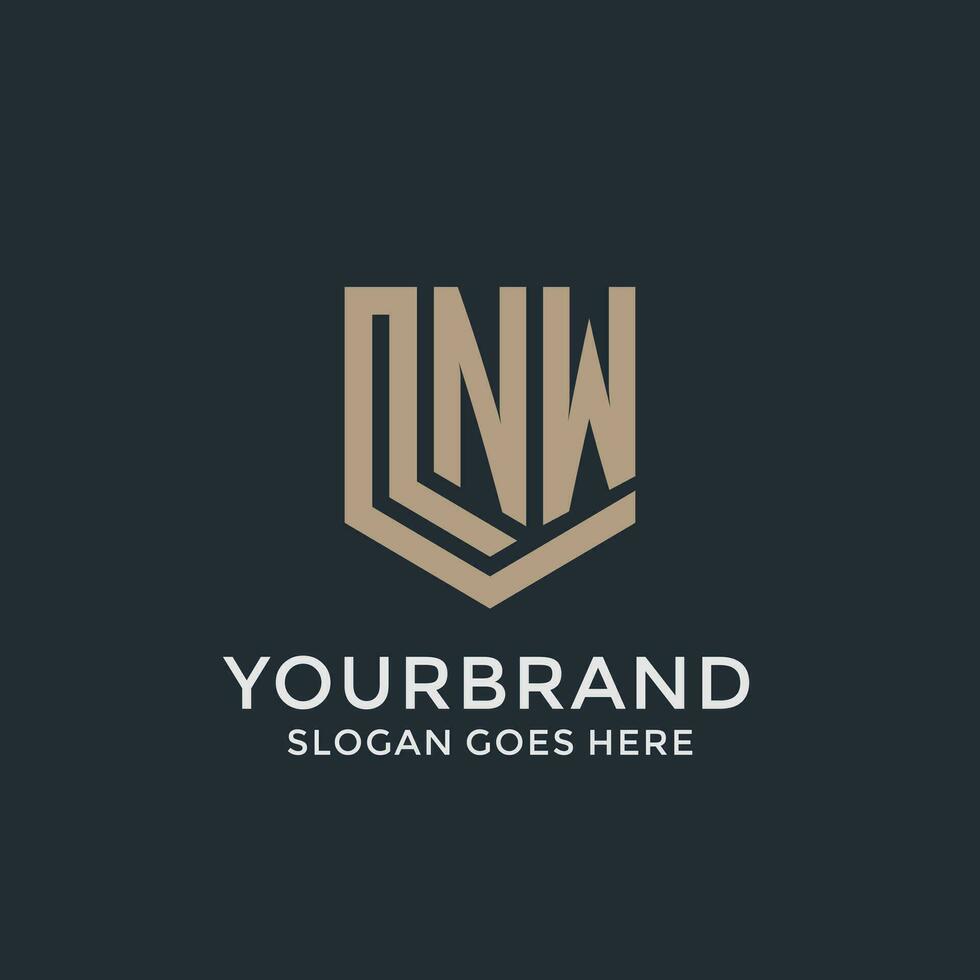 Initial NW logo shield guard shapes logo idea vector