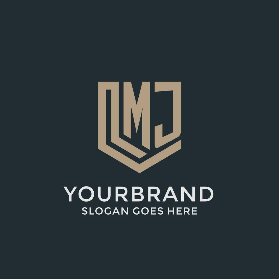 Initial MJ logo shield guard shapes logo idea vector