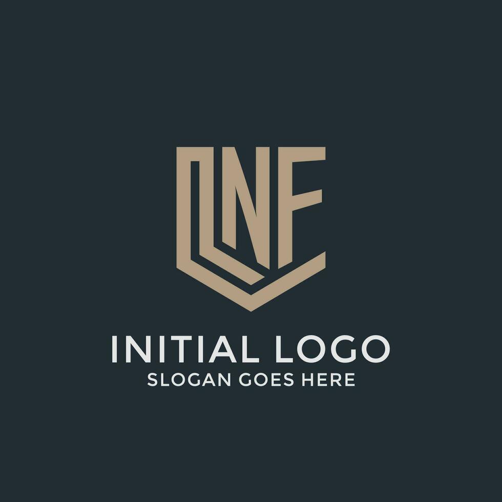 Initial NF logo shield guard shapes logo idea vector