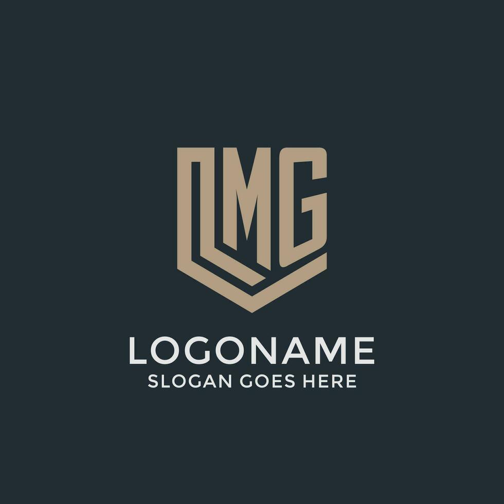 Initial MG logo shield guard shapes logo idea vector