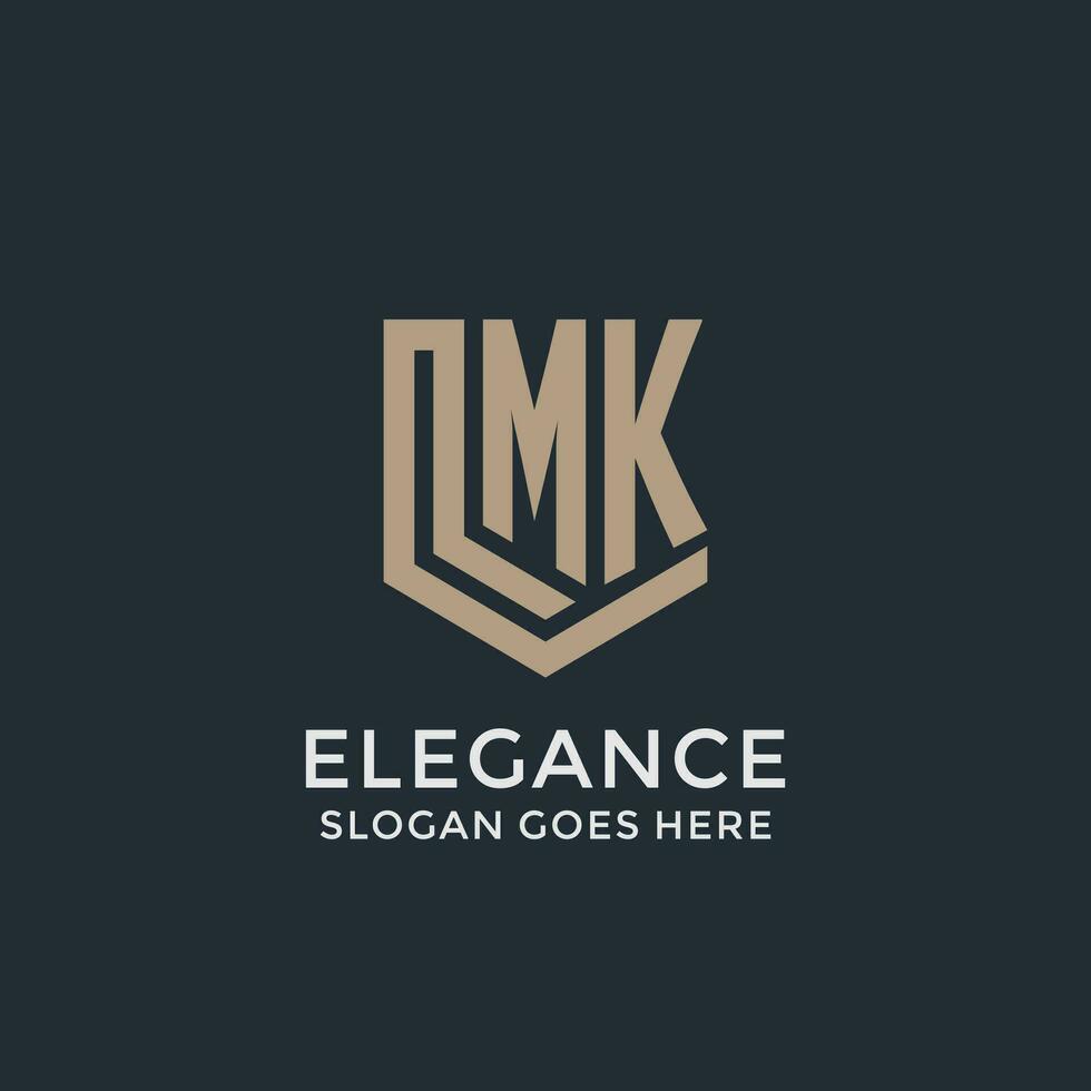 Initial MK logo shield guard shapes logo idea vector