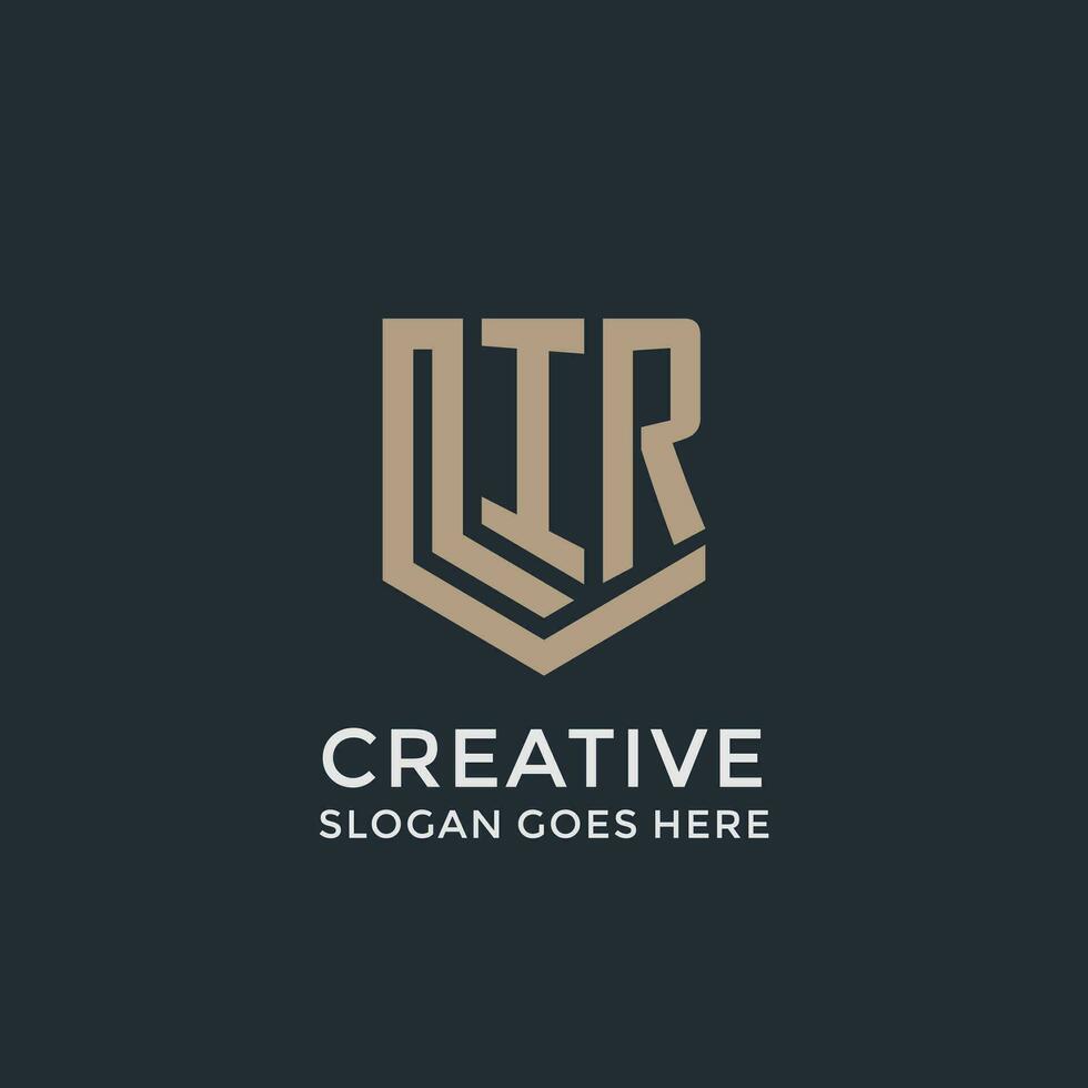Initial IR logo shield guard shapes logo idea vector