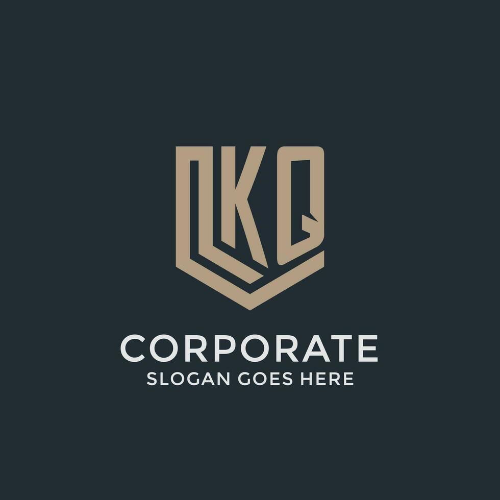 Initial KQ logo shield guard shapes logo idea vector
