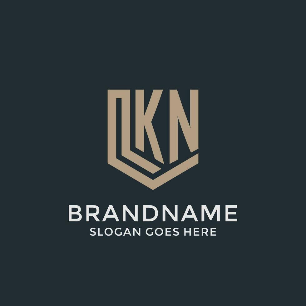 Initial KN logo shield guard shapes logo idea vector