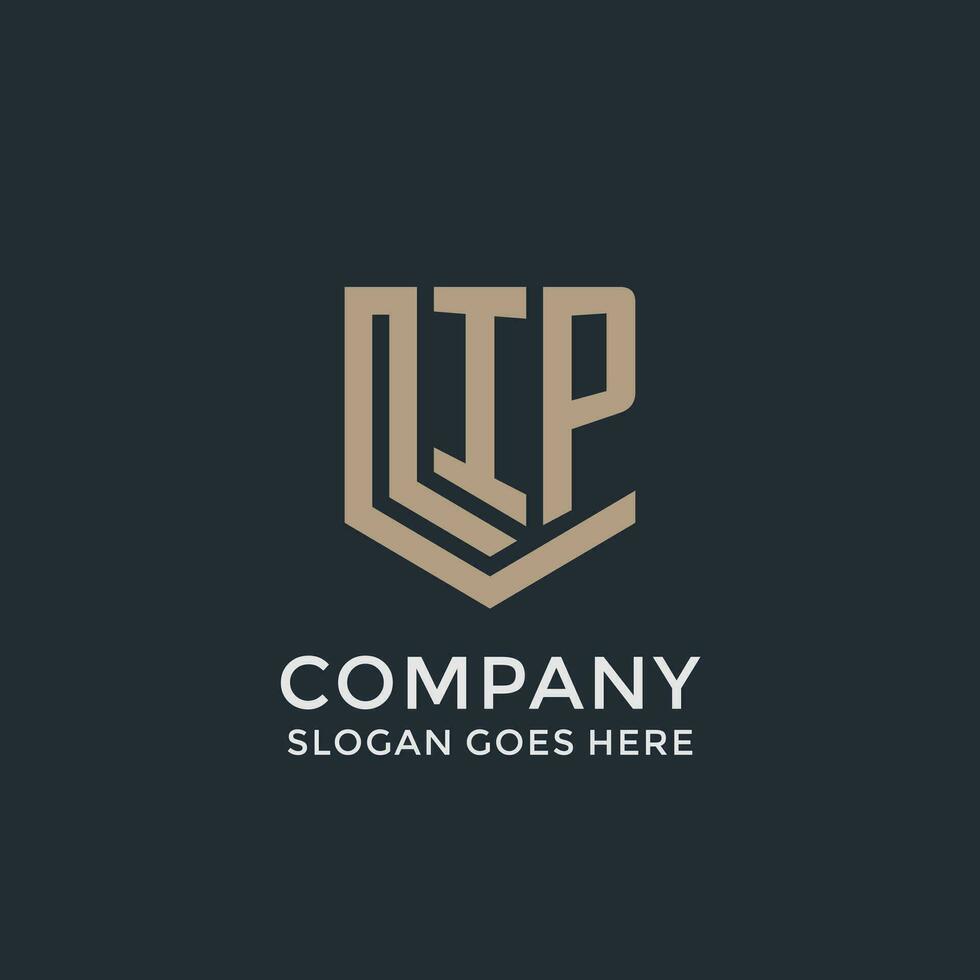 Initial IP logo shield guard shapes logo idea vector