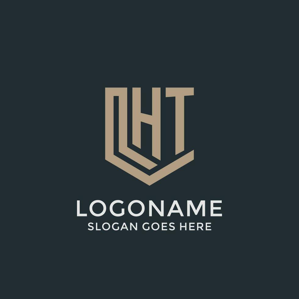 Initial HT logo shield guard shapes logo idea vector