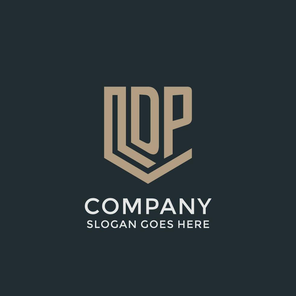 Initial DP logo shield guard shapes logo idea vector