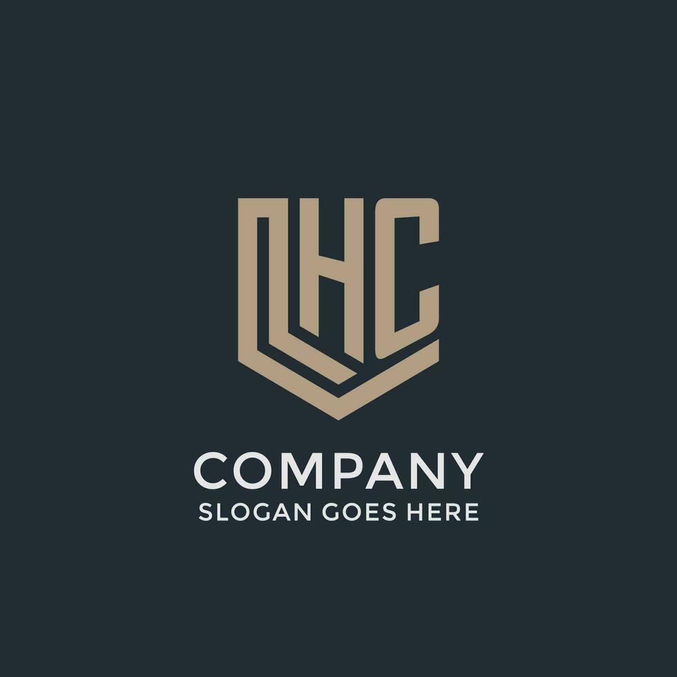 Initial HC logo shield guard shapes logo idea vector