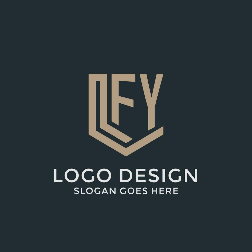 Initial FY logo shield guard shapes logo idea vector