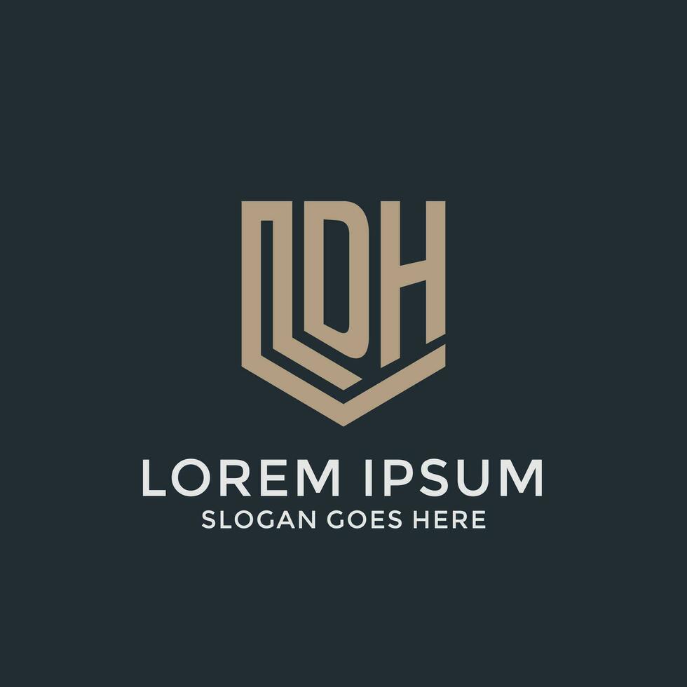 Initial DH logo shield guard shapes logo idea vector