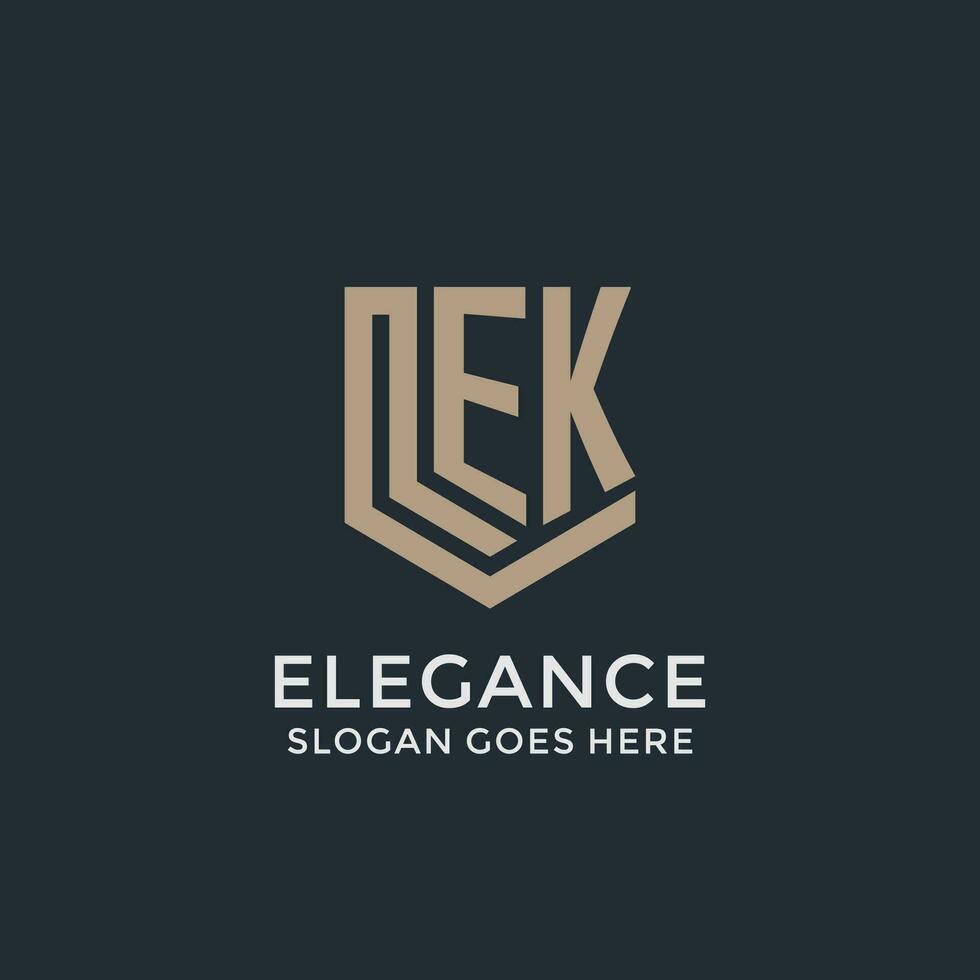 Initial EK logo shield guard shapes logo idea vector