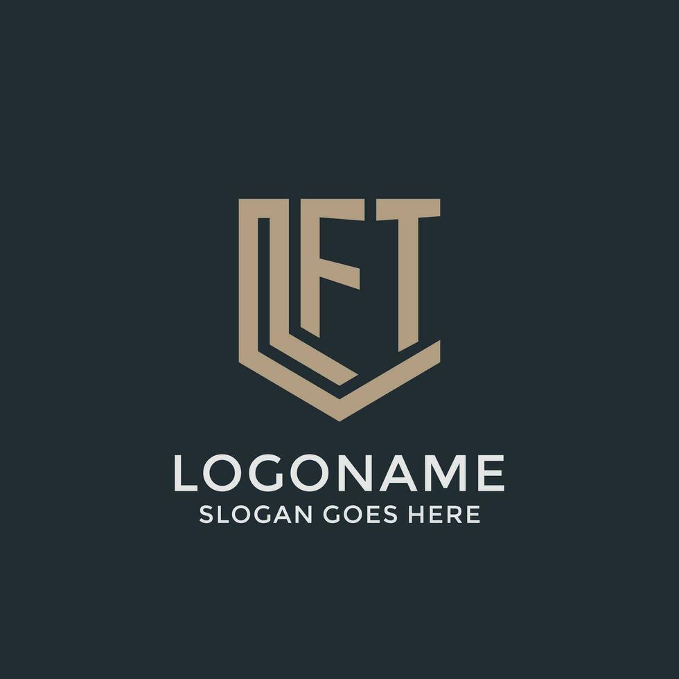 Initial FT logo shield guard shapes logo idea vector