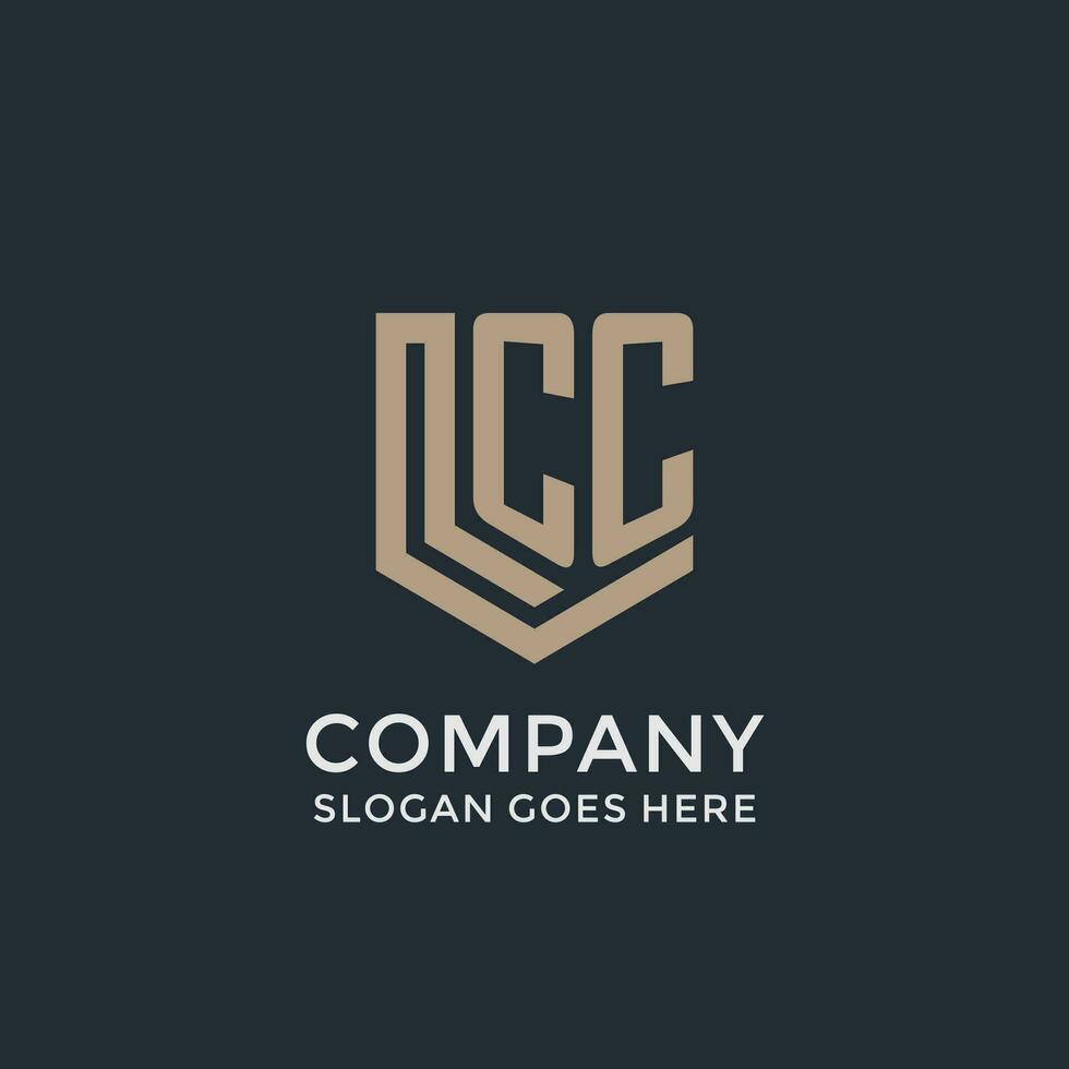 Initial CC logo shield guard shapes logo idea vector