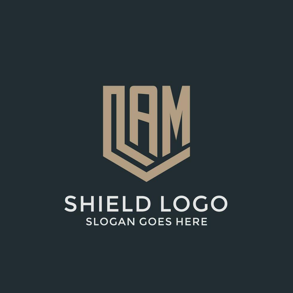 Pm logo monogram isolated with shield and crown Vector Image