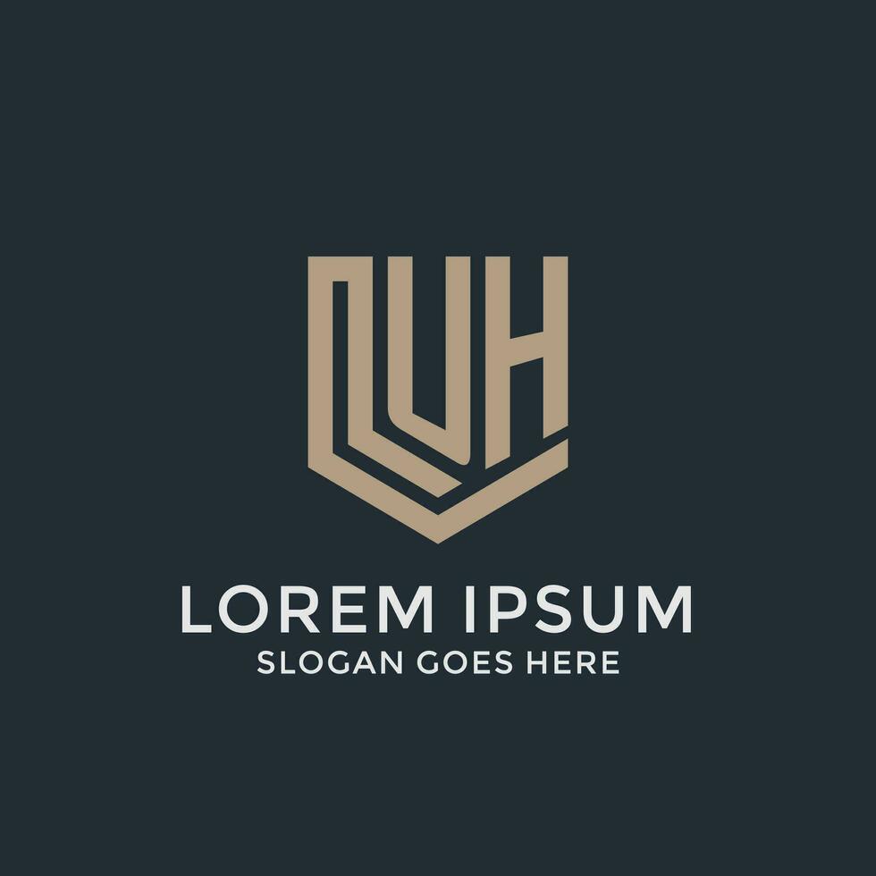 Initial UH logo shield guard shapes logo idea vector