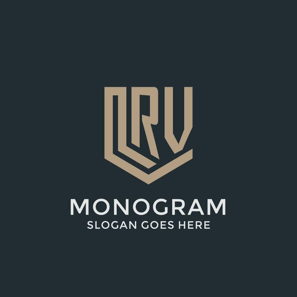 Initial RV logo shield guard shapes logo idea vector