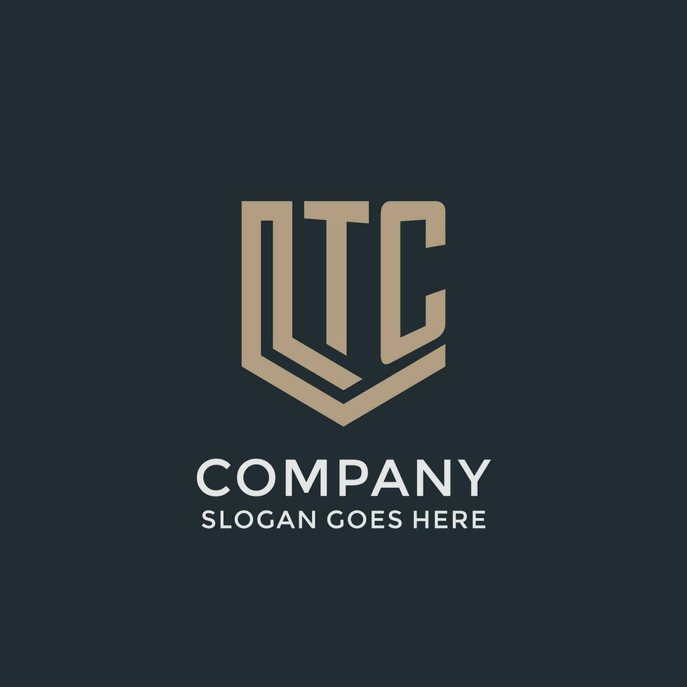Initial TC logo shield guard shapes logo idea vector