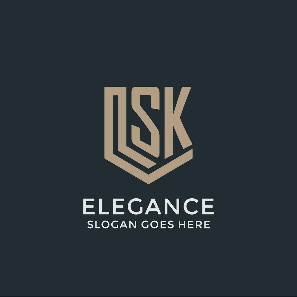 Initial SK logo shield guard shapes logo idea vector