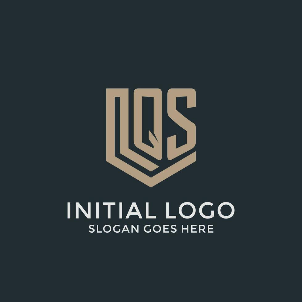 Initial QS logo shield guard shapes logo idea vector