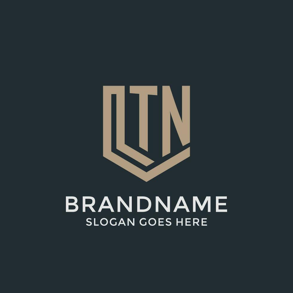 Initial TN logo shield guard shapes logo idea vector