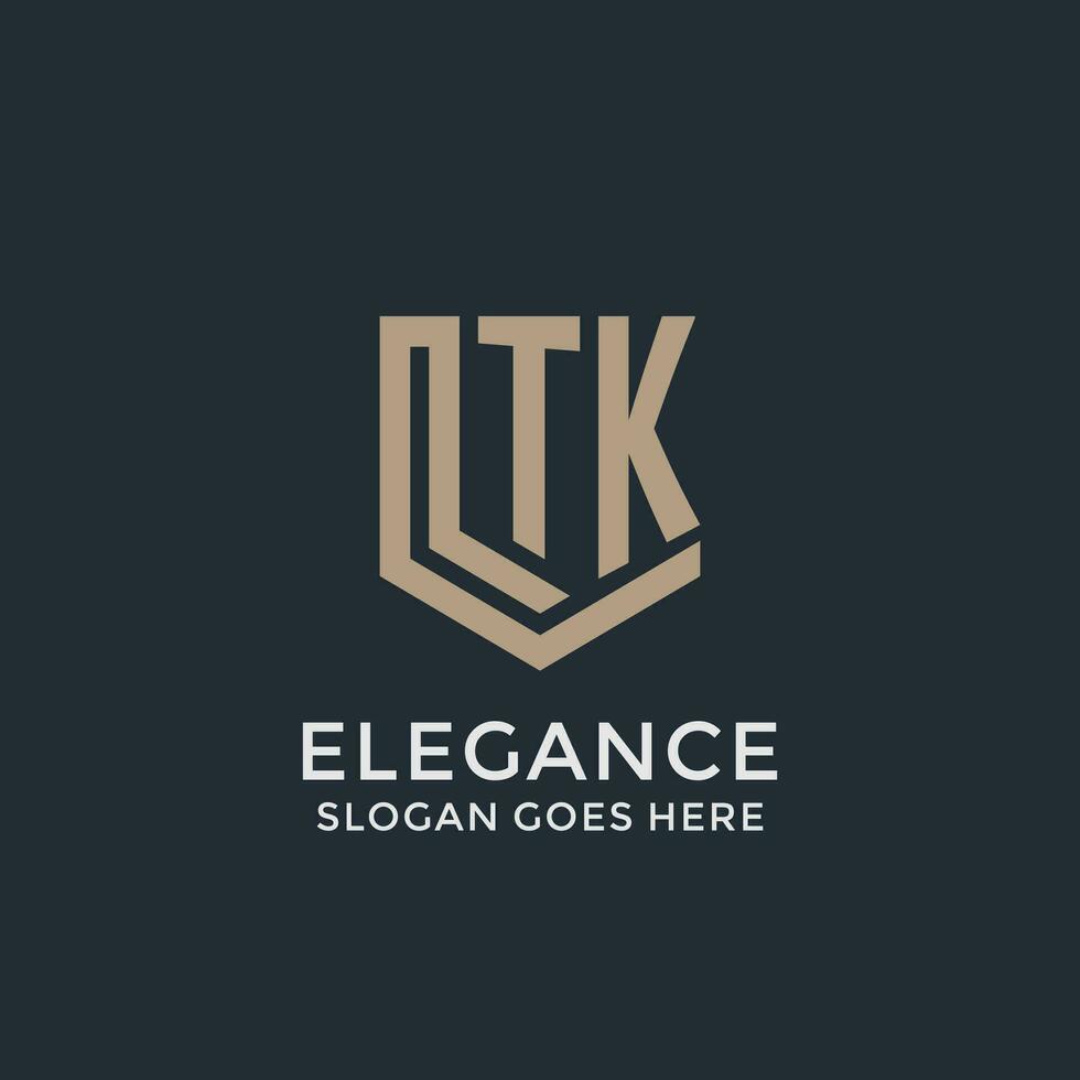 Initial TK logo shield guard shapes logo idea vector